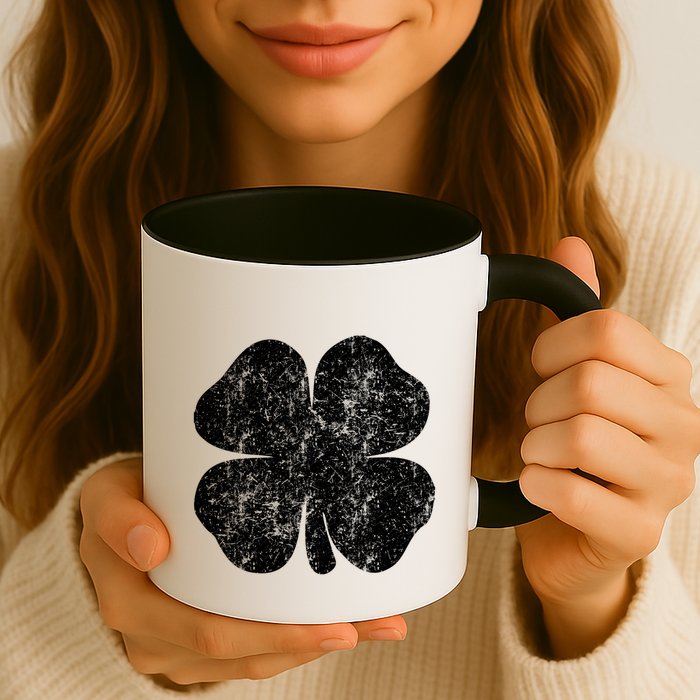 St. Patrick's Day Four Leaf Clover Green Background Design Mug