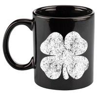 St. Patrick's Day Four Leaf Clover Green Background Design 11oz C Handle Ceramic Mug