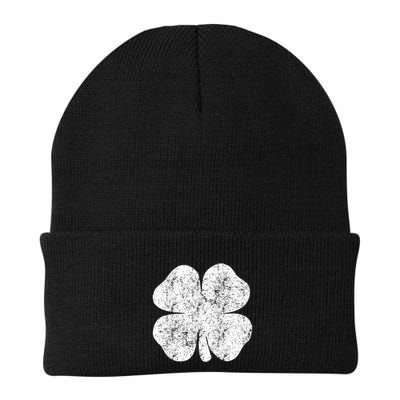St. Patrick's Day Four Leaf Clover Green Background Design Beanie