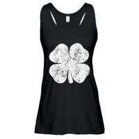 St. Patrick's Day Four Leaf Clover Green Background Design Ladies Essential Flowy Tank