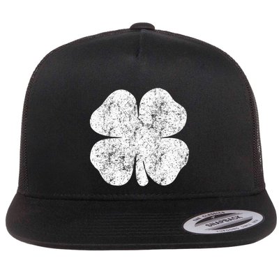 St. Patrick's Day Four Leaf Clover Green Background Design Flatbill Hat