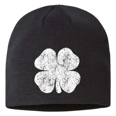 St. Patrick's Day Four Leaf Clover Green Background Design Sustainable Beanie