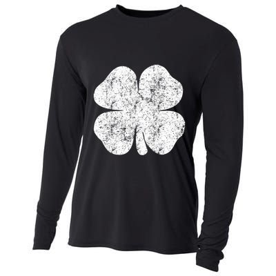 St. Patrick's Day Four Leaf Clover Green Background Design Cooling Performance Long Sleeve Crew
