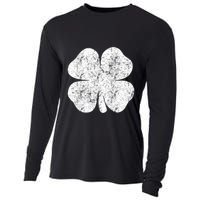 St. Patrick's Day Four Leaf Clover Green Background Design Cooling Performance Long Sleeve Crew