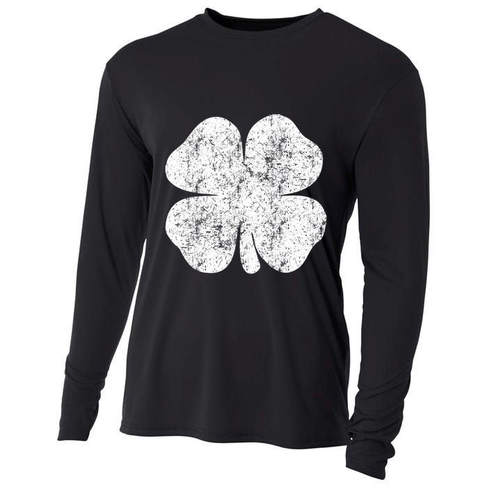 St. Patrick's Day Four Leaf Clover Green Background Design Cooling Performance Long Sleeve Crew