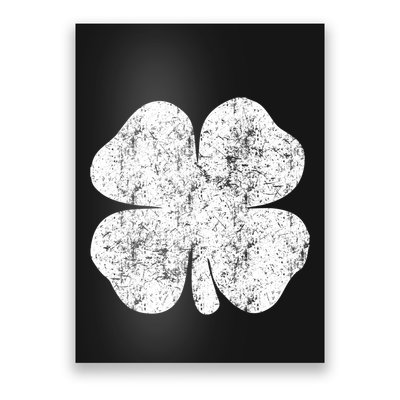 St. Patrick's Day Four Leaf Clover Green Background Design Poster