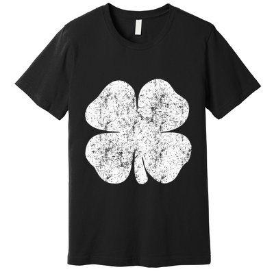 St. Patrick's Day Four Leaf Clover Green Background Design Premium T-Shirt