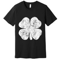 St. Patrick's Day Four Leaf Clover Green Background Design Premium T-Shirt