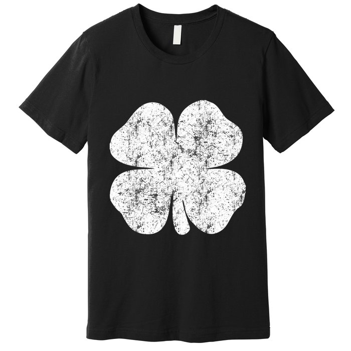 St. Patrick's Day Four Leaf Clover Green Background Design Premium T-Shirt