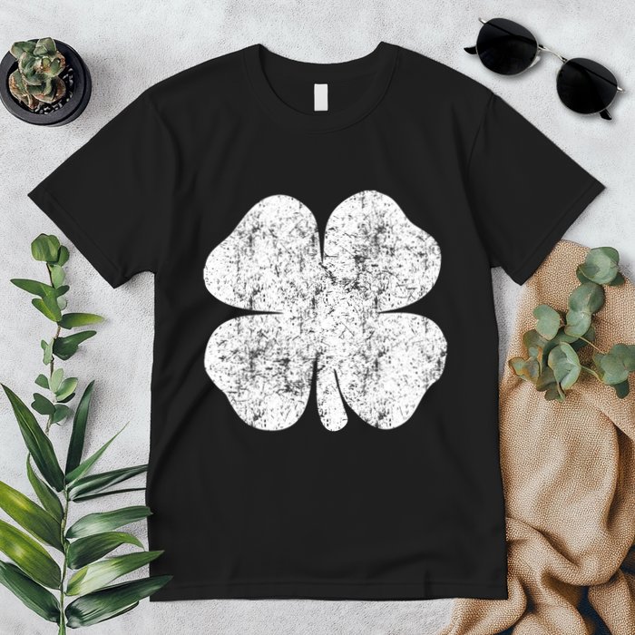 St. Patrick's Day Four Leaf Clover Green Background Design Premium T-Shirt