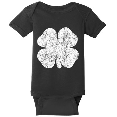 St. Patrick's Day Four Leaf Clover Green Background Design Baby Bodysuit