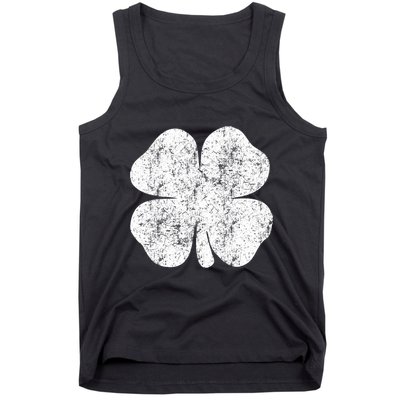 St. Patrick's Day Four Leaf Clover Green Background Design Tank Top
