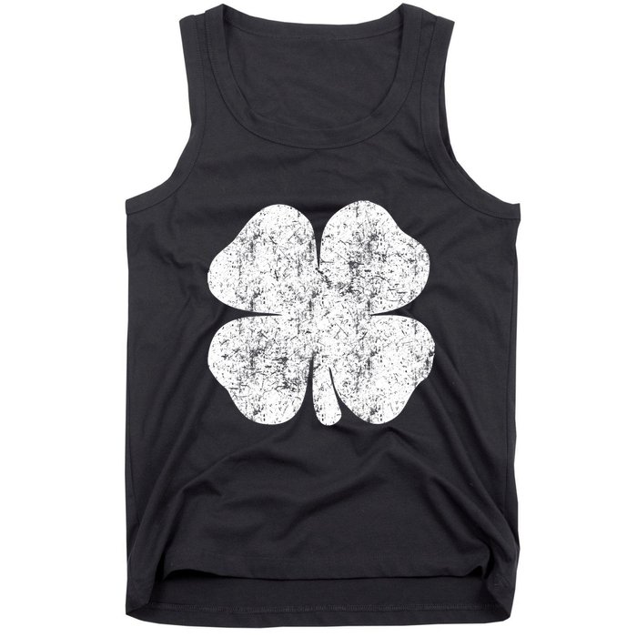 St. Patrick's Day Four Leaf Clover Green Background Design Tank Top