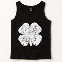 St. Patrick's Day Four Leaf Clover Green Background Design Tank Top