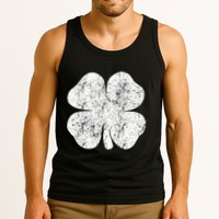 St. Patrick's Day Four Leaf Clover Green Background Design Tank Top