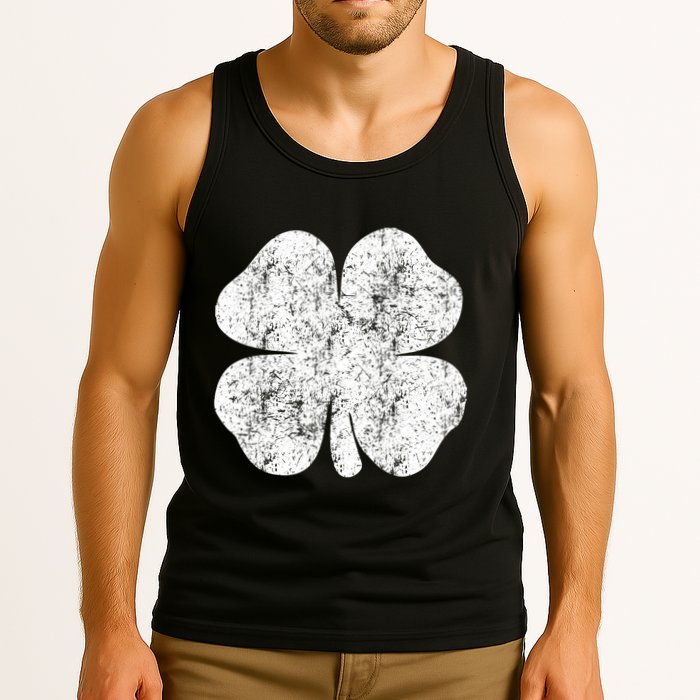 St. Patrick's Day Four Leaf Clover Green Background Design Tank Top