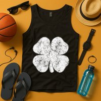 St. Patrick's Day Four Leaf Clover Green Background Design Tank Top