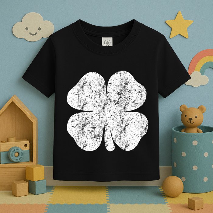 St. Patrick's Day Four Leaf Clover Green Background Design Toddler T-Shirt