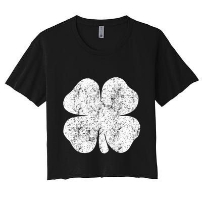 St. Patrick's Day Four Leaf Clover Green Background Design Crop Top