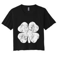 St. Patrick's Day Four Leaf Clover Green Background Design Crop Top