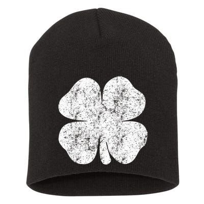 St. Patrick's Day Four Leaf Clover Green Background Design Short Acrylic Beanie