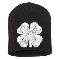 St. Patrick's Day Four Leaf Clover Green Background Design Short Acrylic Beanie
