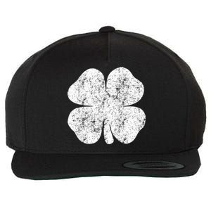 St. Patrick's Day Four Leaf Clover Green Background Design Wool Snapback Cap