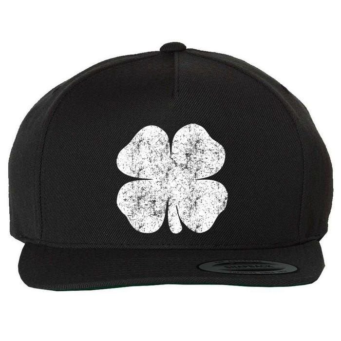 St. Patrick's Day Four Leaf Clover Green Background Design Wool Snapback Cap