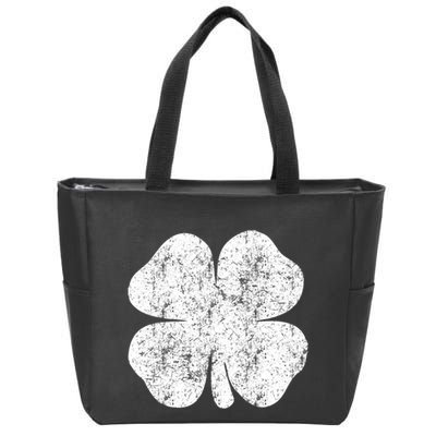 St. Patrick's Day Four Leaf Clover Green Background Design Zip Tote Bag