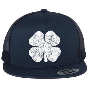 St. Patrick's Day Four Leaf Clover Green Background Design Flat Bill Trucker Hat