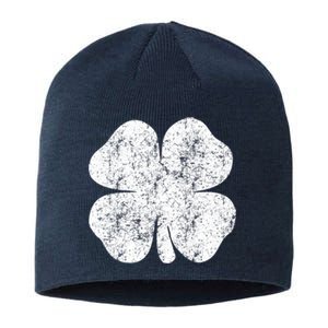 St. Patrick's Day Four Leaf Clover Green Background Design Sustainable Beanie