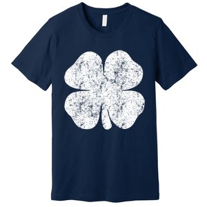 St. Patrick's Day Four Leaf Clover Green Background Design Premium T-Shirt