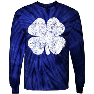 St. Patrick's Day Four Leaf Clover Green Background Design Tie-Dye Long Sleeve Shirt