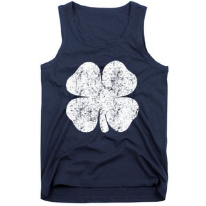 St. Patrick's Day Four Leaf Clover Green Background Design Tank Top