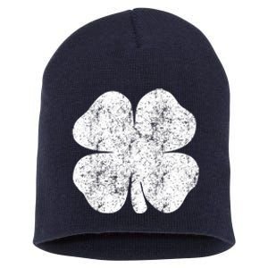 St. Patrick's Day Four Leaf Clover Green Background Design Short Acrylic Beanie