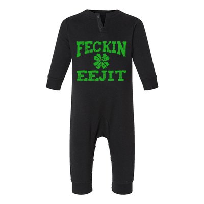 St Patricks Day Feckin Eejit Funny Irish Drinking Gift Infant Fleece One Piece