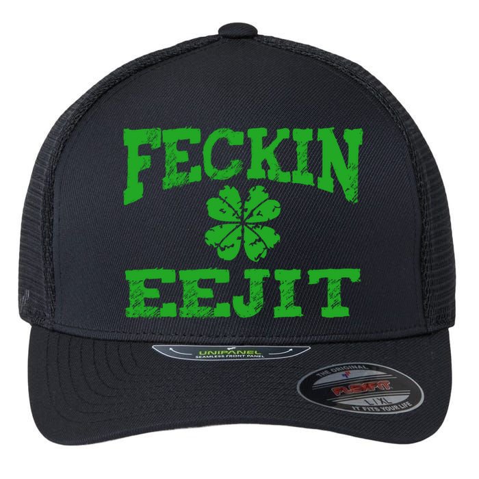 St Patricks Day Feckin Eejit Funny Irish Drinking Gift Flexfit Unipanel Trucker Cap