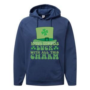 St Patricks Day Charm Gift Performance Fleece Hoodie