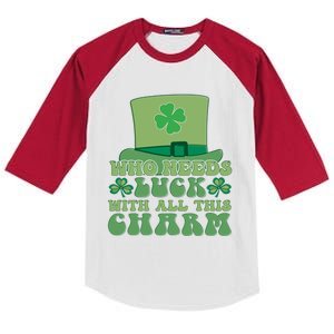 St Patricks Day Charm Gift Kids Colorblock Raglan Jersey