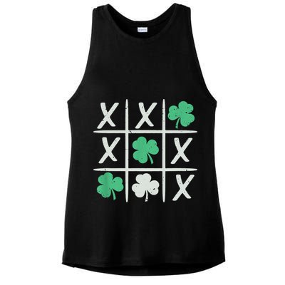St Patrick's Day Tic Tac Toe Lucky Shamrock Ladies PosiCharge Tri-Blend Wicking Tank