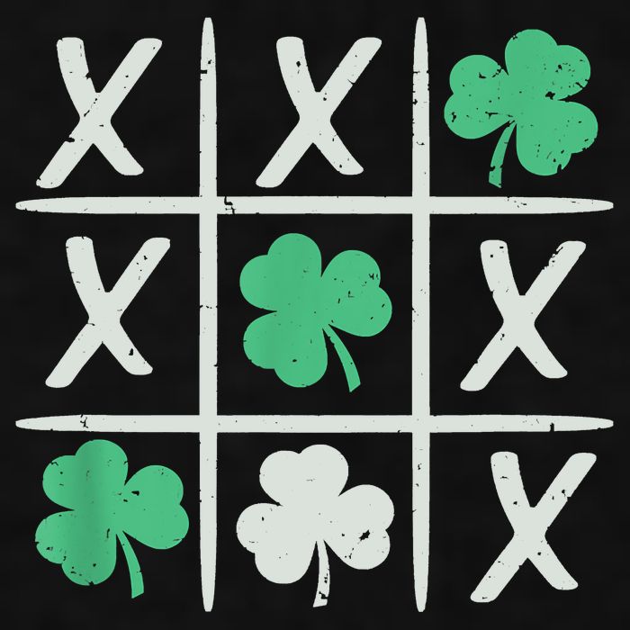 St Patrick's Day Tic Tac Toe Lucky Shamrock Ladies PosiCharge Tri-Blend Wicking Tank