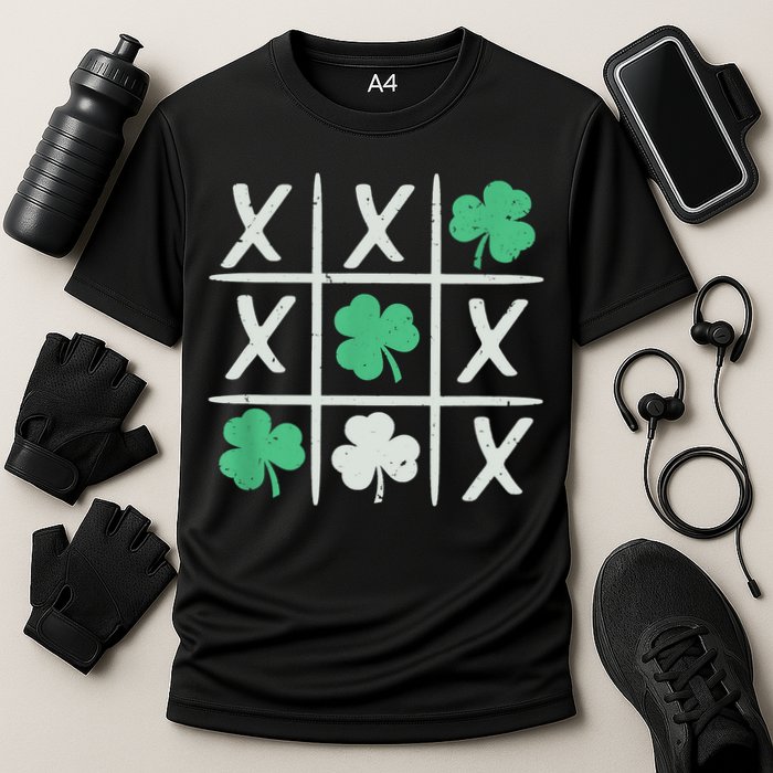St Patrick's Day Tic Tac Toe Lucky Shamrock Performance Shirt