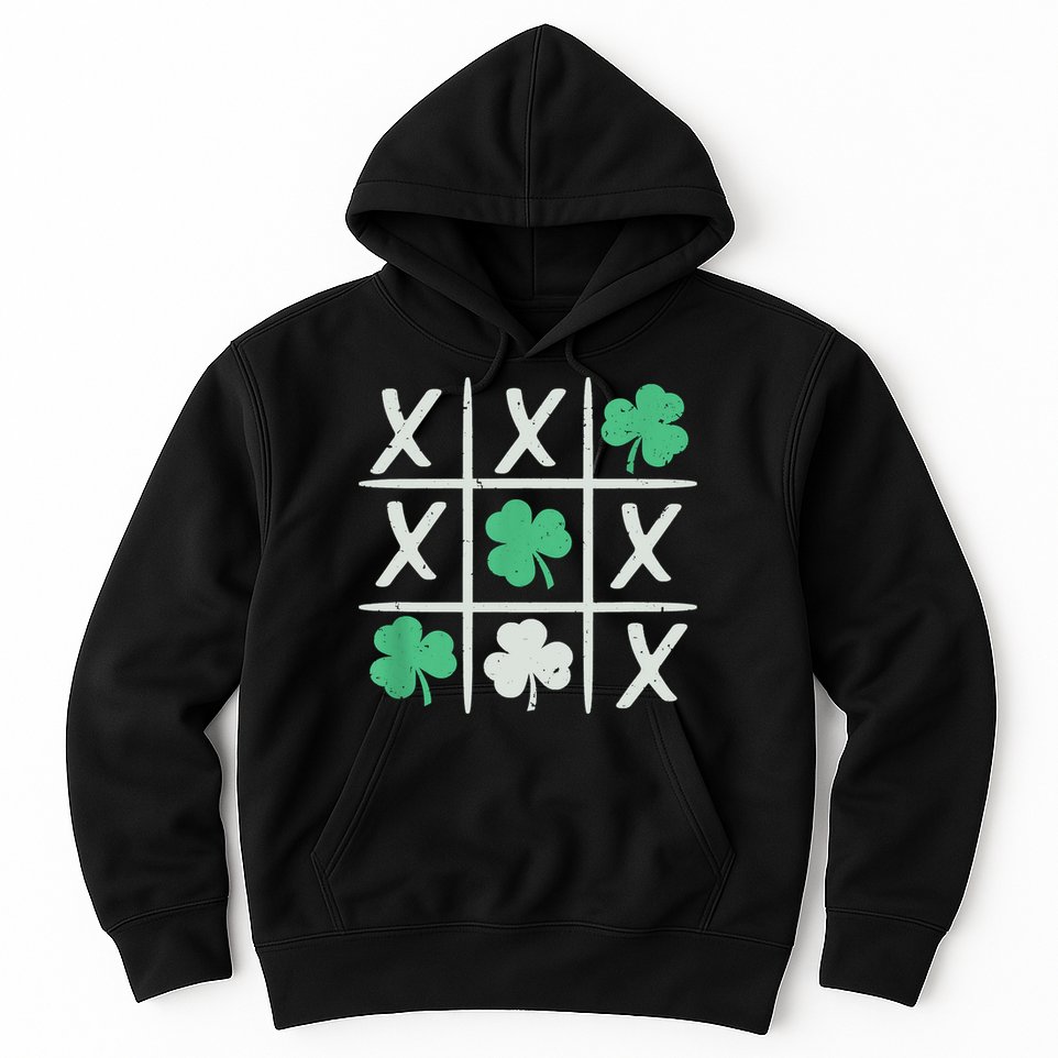 St Patrick's Day Tic Tac Toe Lucky Shamrock Hoodie