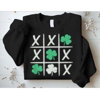 St Patrick's Day Tic Tac Toe Lucky Shamrock Sweatshirt