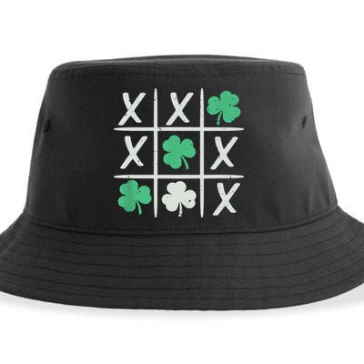 St Patrick's Day Tic Tac Toe Lucky Shamrock Sustainable Bucket Hat