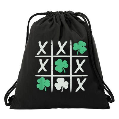 St Patrick's Day Tic Tac Toe Lucky Shamrock Drawstring Bag