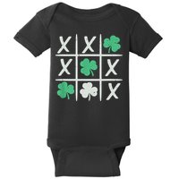St Patrick's Day Tic Tac Toe Lucky Shamrock Baby Bodysuit