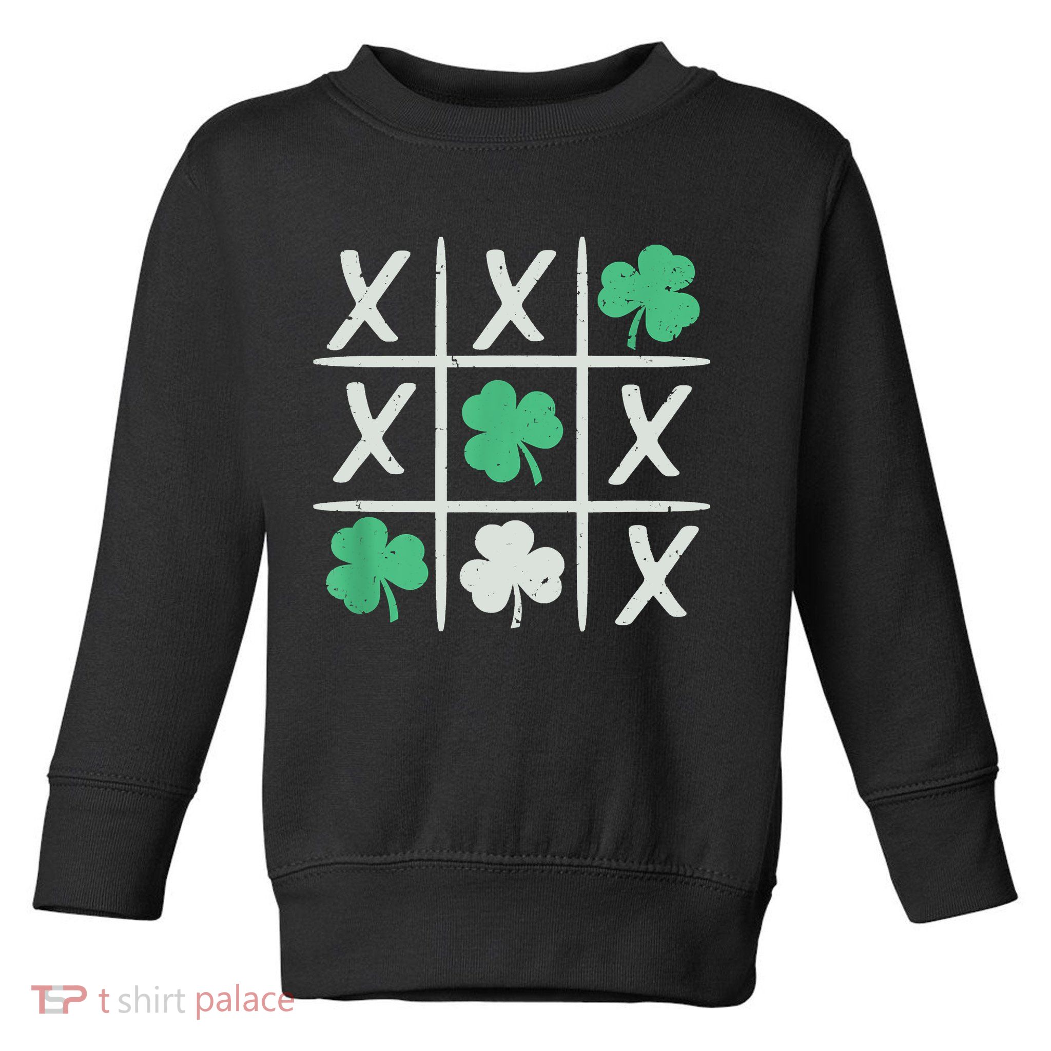 St Patrick's Day Tic Tac Toe Lucky Shamrock Toddler Sweatshirt