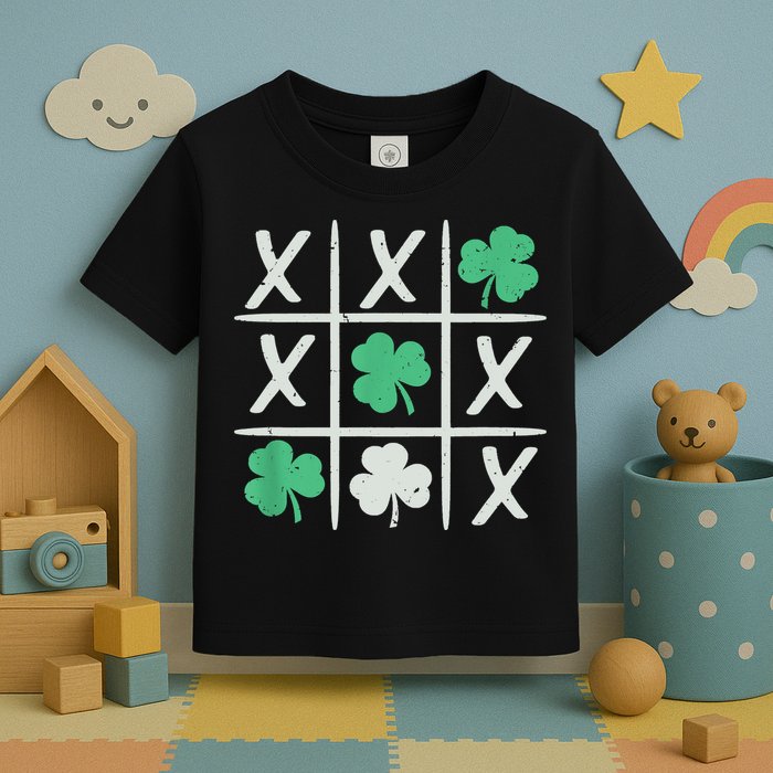 St Patrick's Day Tic Tac Toe Lucky Shamrock Toddler T-Shirt