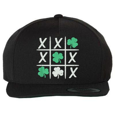 St Patrick's Day Tic Tac Toe Lucky Shamrock Wool Snapback Cap